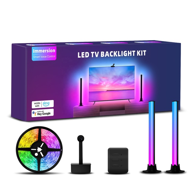 Smart Life or Tuya WIFI Remote Control Immersion Kits Double Smart Light Bars RGBIC TV LED Strips Backlight with Camera