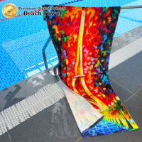 Wholesale Beach Towel 100% Cotton Soft Fell Thick Digital Printed Quick Dry Portable Outdoor Camping Beach Towel Bulk Small MOQ