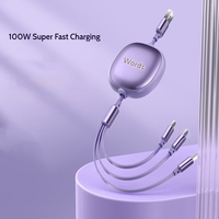 100W 3-en-1 câble de données rétractable chargeur TPE veste câble de charge super rapide pour écouteur Android petit cadeau