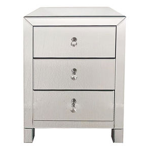 Wholesale Modern Luxury Home Apartment Bedroom Furniture 3-Drawer Accent Porch Table Bedside Table Silver <strong>Mirror</strong> <strong>Nightstand</strong> Side - Product Image 1