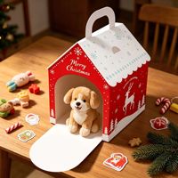 Boîte à friandises pliable en forme de maison pour animaux, décoration de fête, boîte cadeau pour chiens, boîtes de faveurs pour fête canine