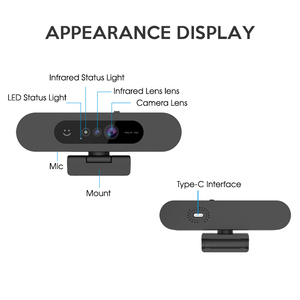 2K Facial Recognition Camera, Hello Compatible Webcam With <b>Microphone</b>, <b>Computer</b> Camera USB Privacy Cover Facial Recognition Came - Product Image 2