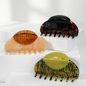 Pinza de pelo de grano de madera Retro de lujo Wjia, accesorios para el cabello de mujer de ácido acético de empalme de alta textura francesa - Product Image 1