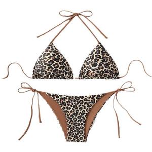 Bikini con cordones y estampado de leopardo europeo y americano, traje de baño sexy para mujer, conjunto de 2 piezas para comercio exterior de <span class=keywords><strong>Amazon</strong></span> - Product Image 5