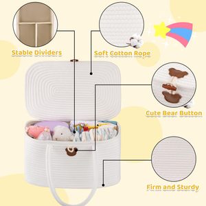 Xách Tay Lớn Tote Túi Bông Xe Xử Lý In Tã Caddy Organizer Cho Thay Đổi Bảng Lưu Trữ Trẻ Sơ Sinh Bé Quà Tặng Giỏ - Product Image 3