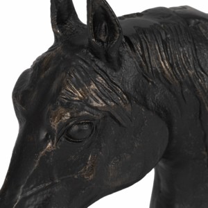 Scultura di testa di cavallo con finitura nera e base in marmo, statuetta decorativa per casa, ufficio, soggiorno - Product Image 5