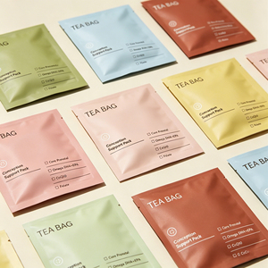 Sachet individuel <span class=keywords><strong>personnalisé</strong></span> à trois soudures, emballage extérieur en papier kraft pour mini-sachets de thé ou de café - Product Image 2