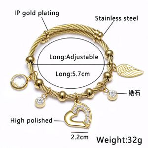 <span class=keywords><strong>Bracelet</strong></span> spirale avec pendentif œil porte-bonheur, acier inoxydable plaqué or, bijou mode femme - Product Image 5