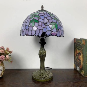 Tiffany Wisteria Table Lamp 12-Inch Colored Glass Purple & Blue Home Décor for Living Room or Dressing Table - Product Image 5