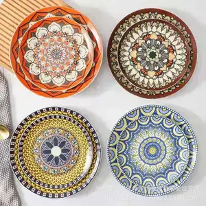 Plato de porcelana de estilo bohemio para postre y Pizza, personalizado, barato, 2022 pulgadas, plato antiguo, platos de cena de cerámica, 10,5
