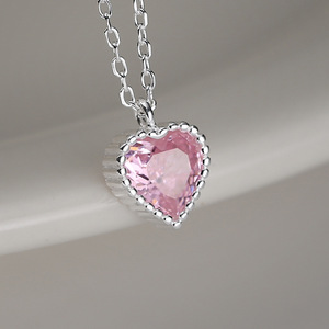 Collar con forma de corazón de circonia <span class=keywords><strong>c</strong></span>úbica para niñ<span class=keywords><strong>a</strong></span>, collar con colgante de corazón de cristal de plata S925, tres colores, gran oferta, <span class=keywords><strong>2022</strong></span> - Product Image 4