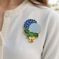 Épingles de revers en émail dur et doux, motif floral végétal, forme irrégulière, artisanat métallique, hortensia bleu, accessoires personnalisés