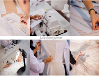 Gaun Pengantin Mewah Model Mermaid Berbahan Lace dengan Kerah Sweetheart dan Ekor Pendek