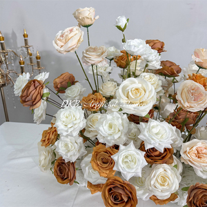Al por mayor, colores personalizados, camino de mesa floral de tela de seda ecológica con rosas, arreglo floral para suelo, graduación, Pascua - Product Image 3