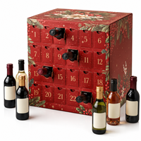 Boîte de calendrier de l'avent pour vin personnalisée de luxe, 24 jours, emballage cadeau pour bouteilles miniatures de Noël et du Nouvel An avec tiroirs individuels