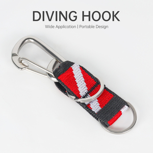 Scuba Diving Accessories 316 Stainless Steel Single Diving <b>Hook</b> Nylon Webbing Gear <b>Clip</b> With Double D Ring For Snorkeling - Product Image 1