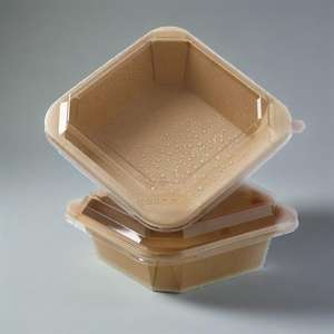 Bols en papier kraft rectangulaires biodégradables personnalisés avec couvercle octogonal pour la restauration à emporter, la vaisselle, les créations culinaires et les créations en sucre - Product Image 1