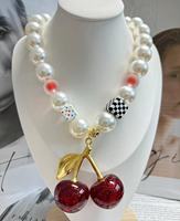 Nouveau collier à pendentif en forme de grosse cerise rouge, perle, fraise, ananas, limon, collier de fruits adorable pour femmes, cadeau de bijoux