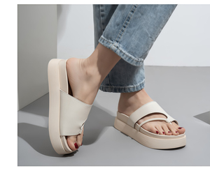 Zapatos Urbanos de Moda para Mujer, de Piel Genuina con Pelo de Caballo, Parte Superior de Piel Vacuna, Suaves, Antideslizantes, Abiertos, para Primavera/Otoño, Verano/Invierno - Product Image 1