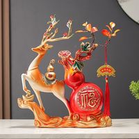 Escultura Artística de Resina Epoxi con Forma de Calabaza de Ciervo de la Suerte, Adorno para Sala de Estar, Mueble para Vino/TV, Entrada, Decoración del Hogar, Estilo Chino Nuevo