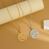 Colomba della pace di lusso squisita placcato oro moneta rotonda stile barocco impermeabile e resistente al sudore collana di gioielli