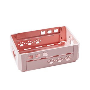 Foldable Desktop <b>Storage</b> <b>Basket</b> <b>Large</b> Capacity Stackable Plastic With Handle For Stationery Cosmetics Household Use - Product Image 5