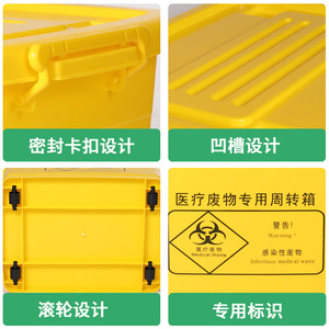 Contenedor de Residuos Médicos de 40L 60L, Caja de Almacenamiento de Plástico Amarillo para Uso Hospitalario - Product Image 4