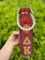 Bouteilles d'eau et tasses à café isothermes en acier inoxydable 25oz Gold Diamond Phi Delta Kappa Sorority avec poignée perlée anti-fuite