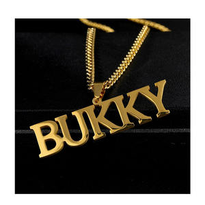 Özel büyük boy mektup Hip Hop takı kolye paslanmaz çelik altın kaplama kişiselleştirilmiş asmak için bir daire adı kolye erkekler - Product Image 1