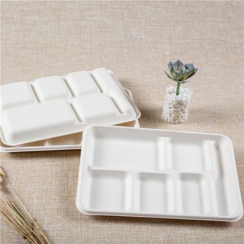 pizza boxes 9x9x3 biodegradable compostable bagasse 3-comp hinged container 200ct sugarcane bagasse containers