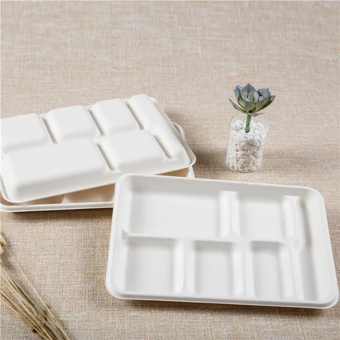 Biodegradable Disposable Food Clamshell / 3-5 Compartments Food Box Tray