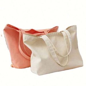 Eco-Friendly Solid Color Reusable Custom Shopping Tote Cotton Canvas <b>Bag</b> with Custom Printed Logo-Wholesale - Product Image 4