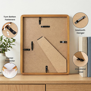 Cadre photo en bois créatif et élégant en teck naturel avec verre trempé et coins arrondis, écologique, pour affichage sur bureau ou mural - Product Image 6