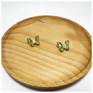High-end design verde a forma di farfalla diamante taglio bottoni in metallo personalizzato all'ingrosso