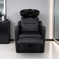 Fauteuil de lavage moderne en cuir et métal pour salons, hôtels, salons de coiffure, salles de séjour et salles de bain - Réglable, durable et facile à nettoyer