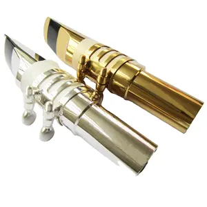 Boquillas de saxofón de graves de alta calidad, accesorios de instrumentos musicales dorados/plateados