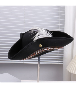 <span class=keywords><strong>Cappello</strong></span> di piume di moda spettacolo teatrale di Halloween Costume Cosplay per adulti <span class=keywords><strong>cappello</strong></span> capitano di Halloween - Product Image 5