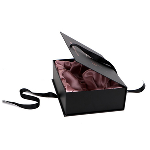 Embalaje de regalo plegable de cartón personalizado para pelucas, caja de cinta negra de lujo, cajas de Peluca de pelo forrado de satén con logotipo - Product Image 5