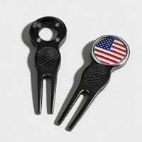 Outil de réparation de divots de golf multifonction, ouvre-boîte, ensemble rouge, lame à lame unique en acier inoxydable, wedge unique USA avec porte-cigare et niveau