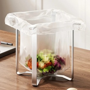 Stainless Steel Foldable Garbage Bag Holder Multifunctional Rack Portable Waste Storage Stand for Kitchen Countertop Desktop - Product Image 2