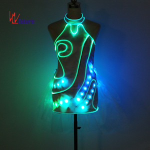 Abito LED Futuristico in Fibra Ottica per Danza Senza Vestiti, Luci LED Natalizie, Abiti Moda Donna - Product Image 2