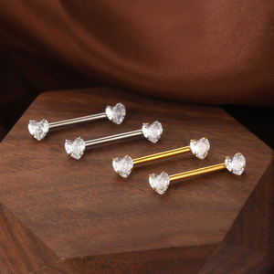 <span class=keywords><strong>Piercing</strong></span> <span class=keywords><strong>De</strong></span> Pecho <span class=keywords><strong>De</strong></span> Titanio Sujetador <span class=keywords><strong>De</strong></span> Hilo <span class=keywords><strong>De</strong></span> Titanio Zirconia Mujeres Pezón Anillo Joyería con Corazón Zircon - Product Image 3