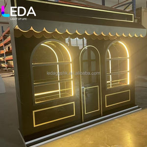 ฉากหลังงานแต่งงานดีไซน์ใหม่ของ LEDA ผนังฉากหลังอะคริลิคสีดำ แผงฉากหลังขนาดใหญ่ พร้อมขาตั้งโค้งแบบกล่อง - Product Image 1