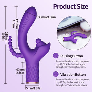 Vibration de lapin vibrant à perles rondes avec fonction de stimulation 3 en 1 Vibrateur sexuel pour <span class=keywords><strong>femme</strong></span> - Product Image 5