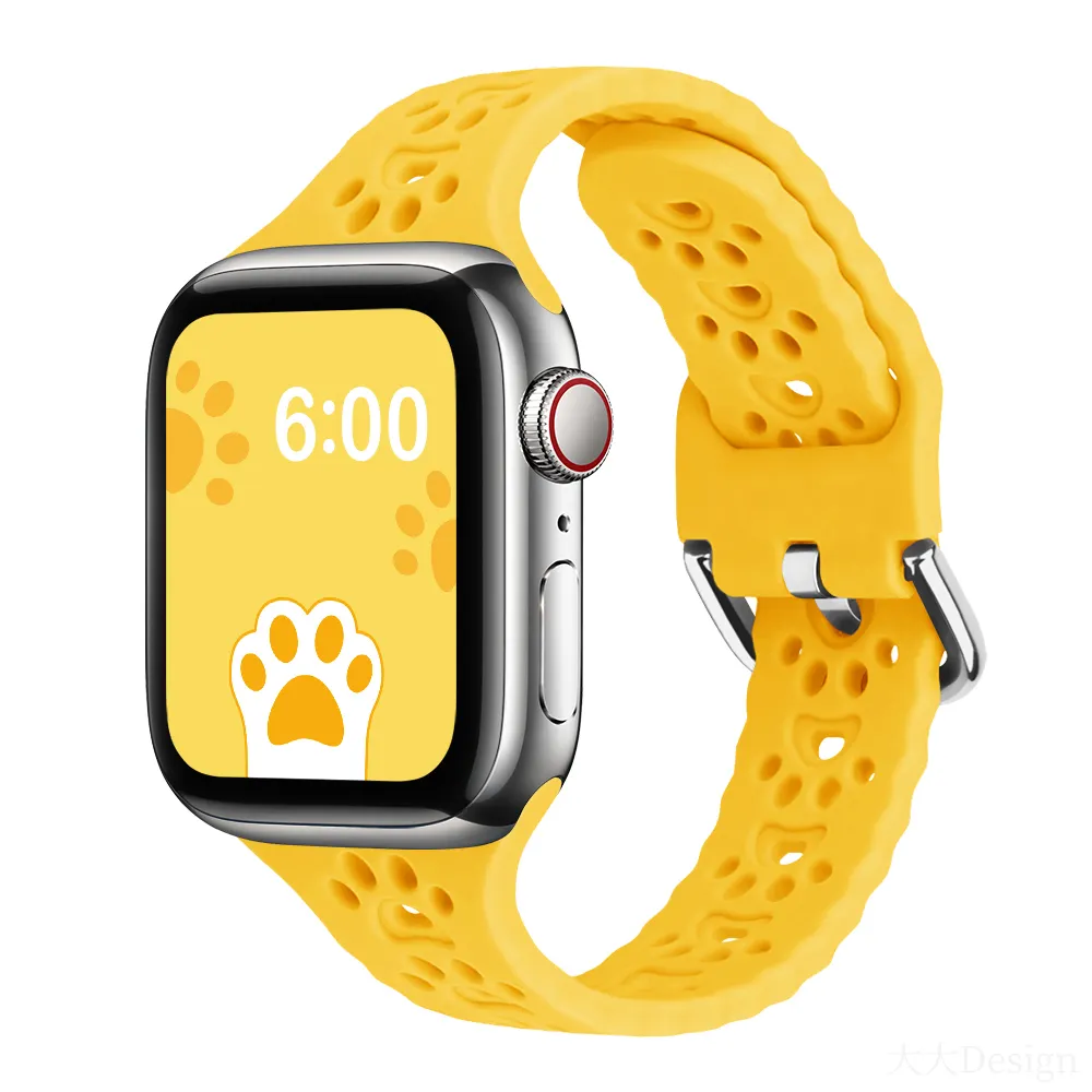 Sport Watch Band Strap 49mm 45mm 44mm Luxury Silicone Cat Paw Style Watch Band Strap For Apple Smart Watch Series 8 7 6 5 4