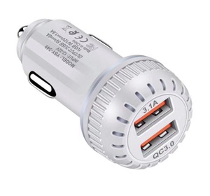Chargeur de <span class=keywords><strong>voiture</strong></span> <span class=keywords><strong>lumineux</strong></span> à double port, chargeur de <span class=keywords><strong>voiture</strong></span> en alliage à charge rapide, 2 USB PD 12W, double port QC 3.0, chargeur USB de <span class=keywords><strong>voiture</strong></span> rapide à LED - Product Image 3