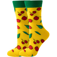 Nouvelle conception Chaussettes fantaisie colorées à motif de fruits en coton mi-mollet pour hommes, chaussettes de dessin animé mignonnes