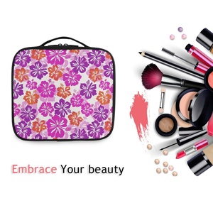 High Quality Pink Hibiscus Design Professional Artist <b>Storage</b> Bag <b>Makeup</b> Bag Hawaii Travel Organizer Cosmetic Case for Women - Product Image 6