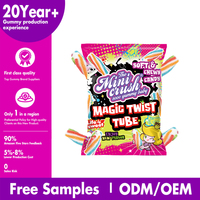 Wholesale Custom Soft Magic Twist Gummy Candy Tube Sweet Fruity Flavored Kosher Halal Certified Made with Sugar Glucose Syrup