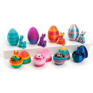 Juguete Flexible Articulado de Conejo Impreso en 3D, Decoración de Pascua para el Hogar y la Oficina, Relleno para Cestas de Pascua, Mini Conejo de Seda con Orejas y Huevo - Product Image 3